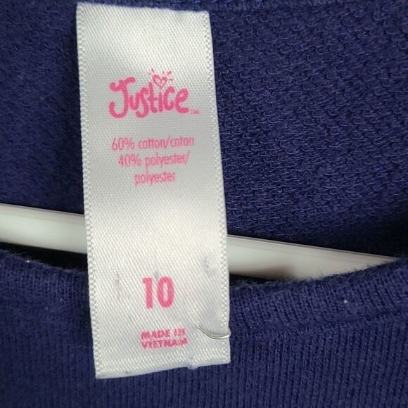 Justice Girls 10 Navy Blue Sequin Heart Soft French Terry Short Sleeve Dress - Picture 5 of 6